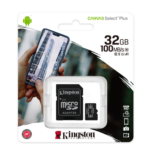 SD-Micro KINGSTON 32gb classe 10 uhs-i 80MB/S + adattatore canvas select plus - SDCS2/32GB