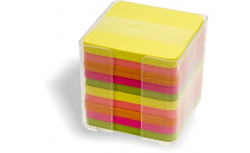 Cubo Fogli COLORI NEON  85x85mm 800fg. con Contenitore